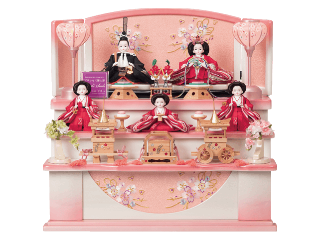 市販 ワンランク上のかわいい雛人形マホガニーに和紙松 収納セット 白松雛 33-4050